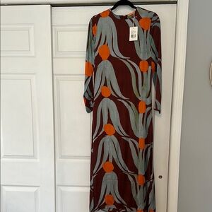 Oliphant long sleeve shift dress tulip orange